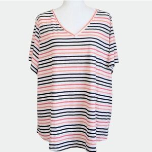 Kohl's Evri Everyday Super-soft V-Neck Multi-Striped Women's Tee, Size 3X